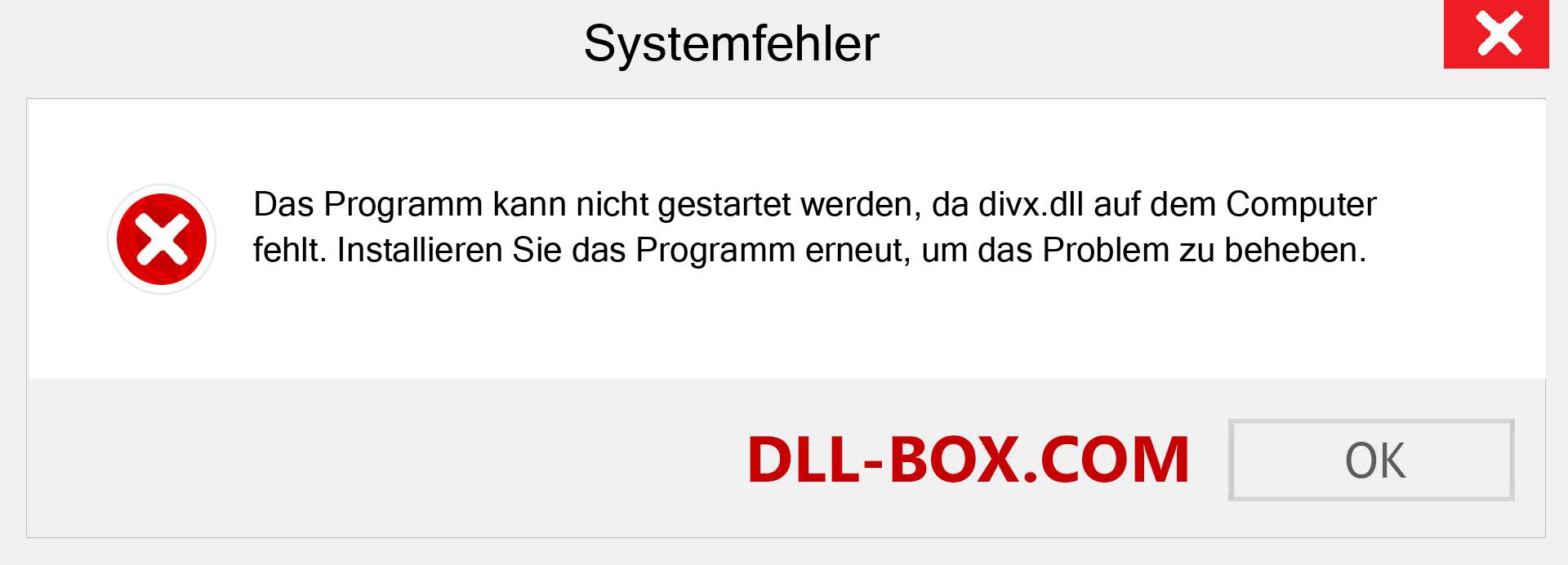 divx.dll-Datei fehlt?. Download für Windows 7, 8, 10 - Fix divx dll Missing Error unter Windows, Fotos, Bildern