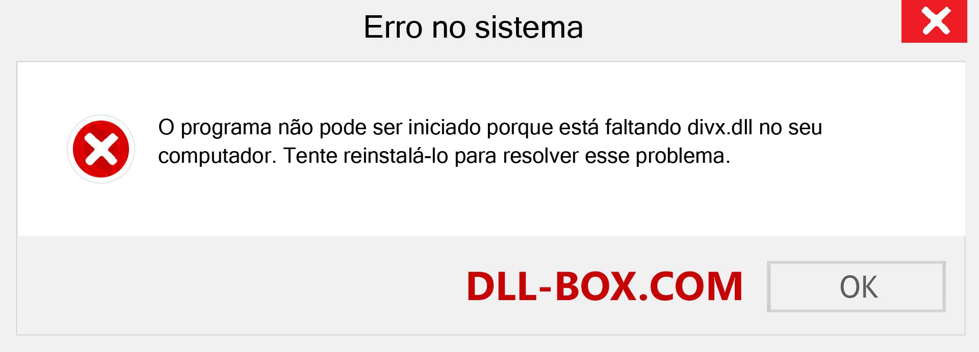 Arquivo divx.dll ausente ?. Download para Windows 7, 8, 10 - Correção de erro ausente divx dll no Windows, fotos, imagens